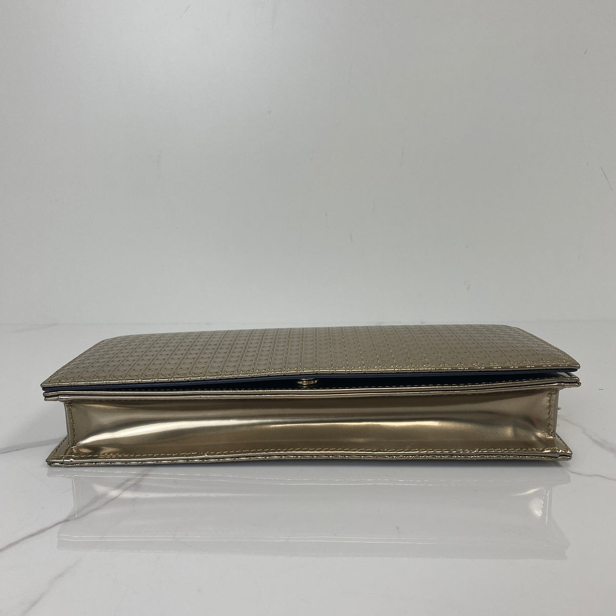 Christian Dior Micro Cannage Clutch, metallic gold patent leather, Micro Cannage — detail view 4