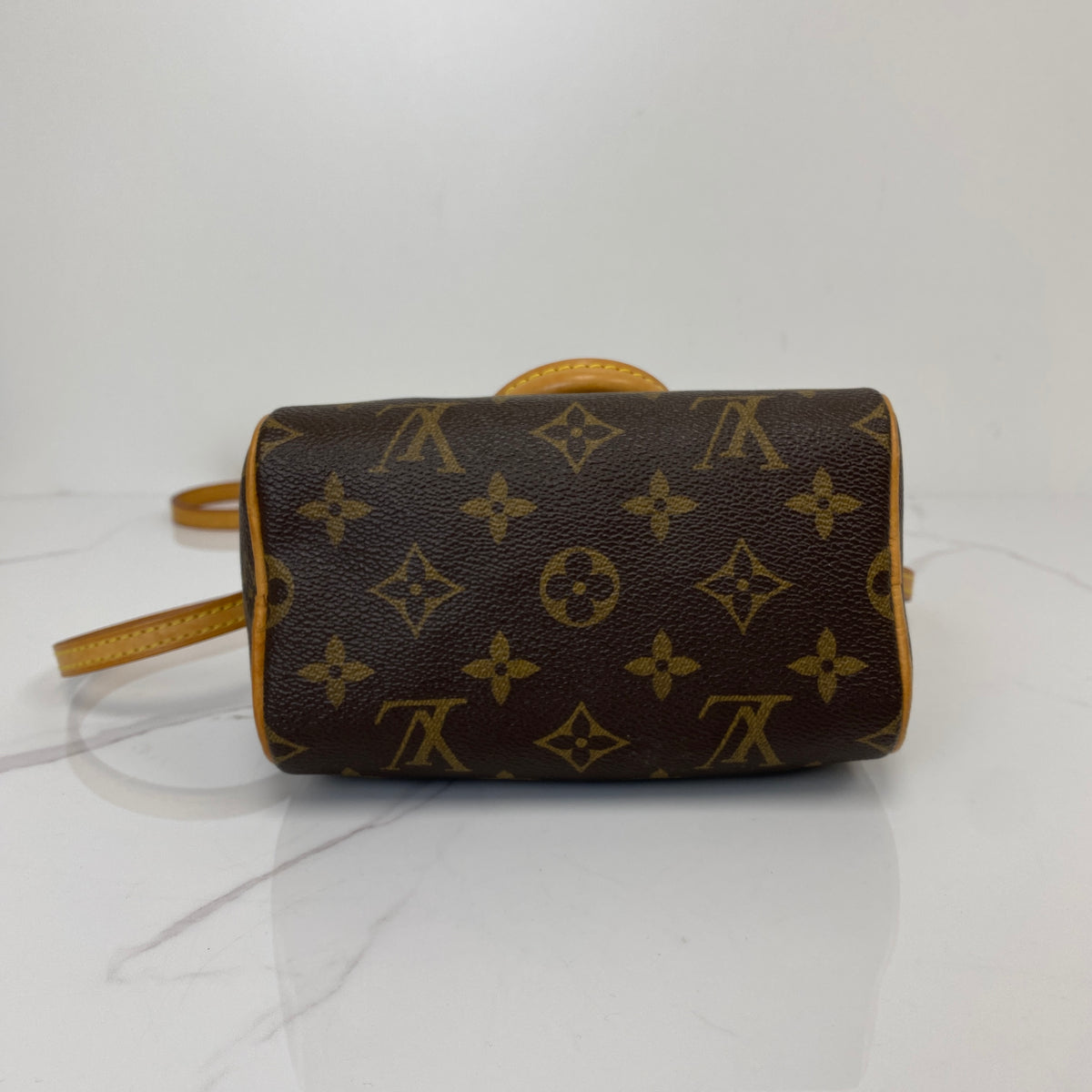 Louis Vuitton Nano Speedy Monogram, Brown Monogram Coated Canvas, Gold Tone — detail view 4