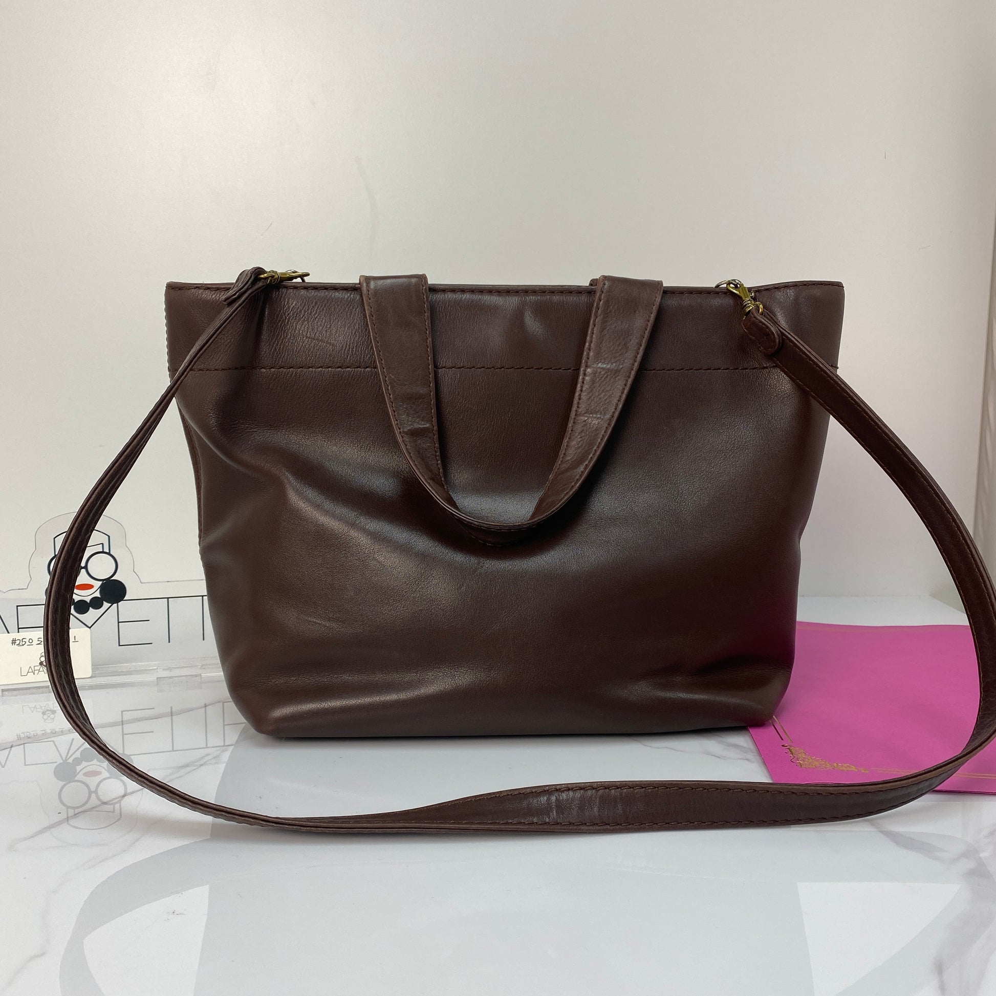 Side profile of the Chanel vintage shopping tote