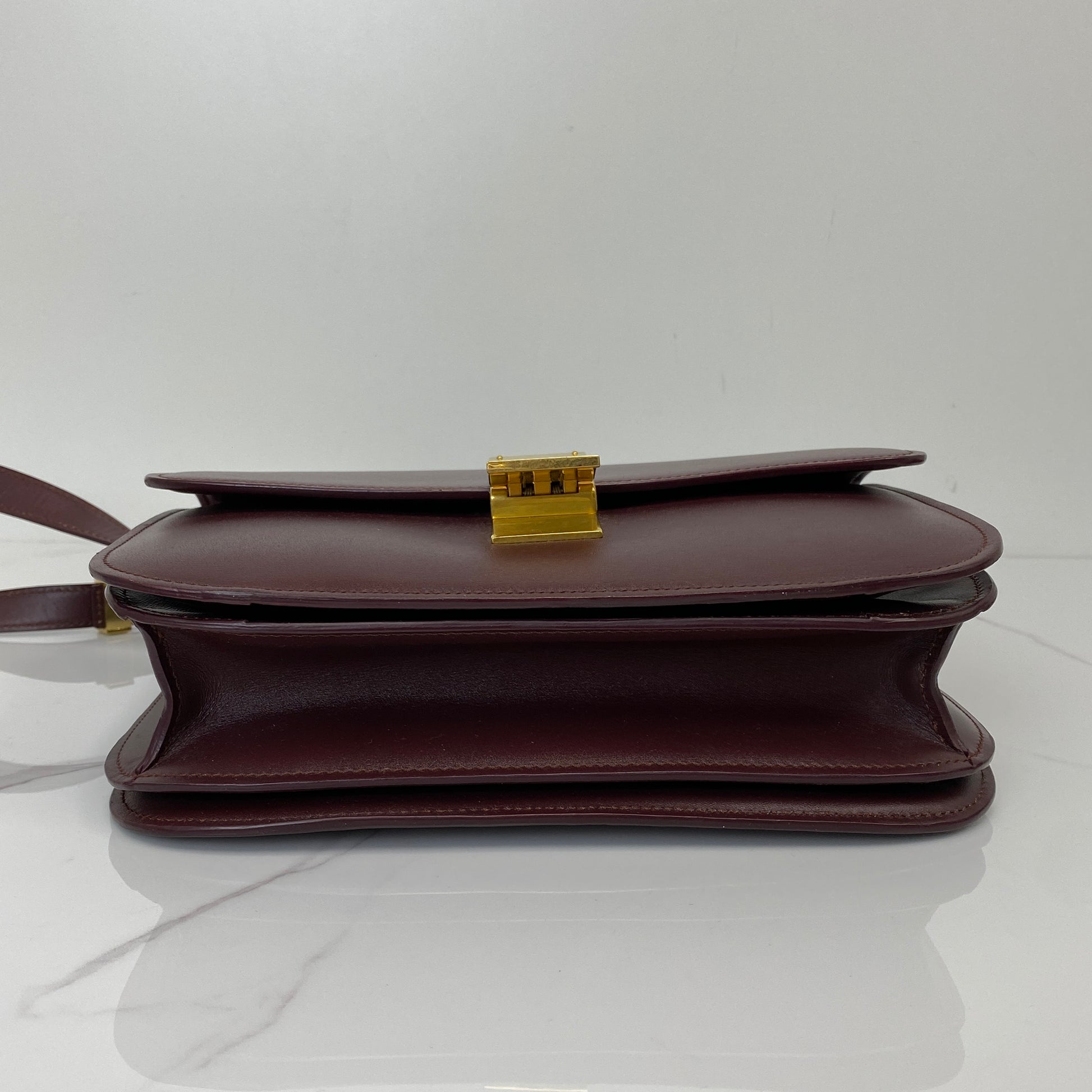 Interior of the wine red Celine Box Bag