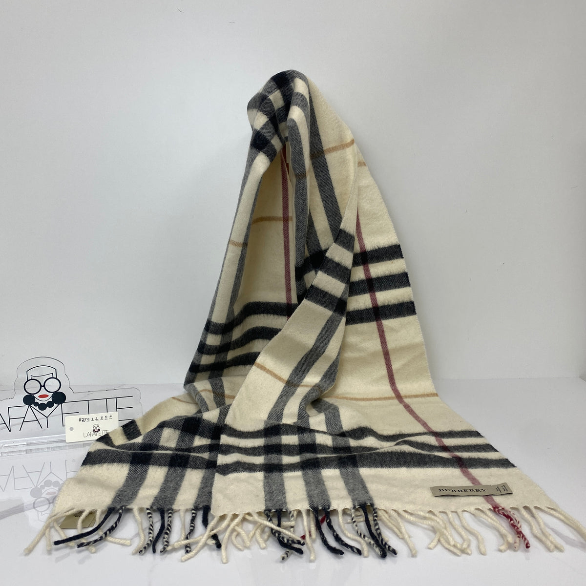 Burberry Check Cashmere Scarf, stone check cashmere — detail view 2
