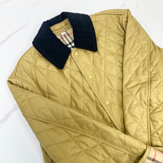 Burberry Quilted Dranefeld Barn Jacket Camel Brown, Camel Brown 100% Polyester, Interior 100% Cotton, Gold Tone — front view