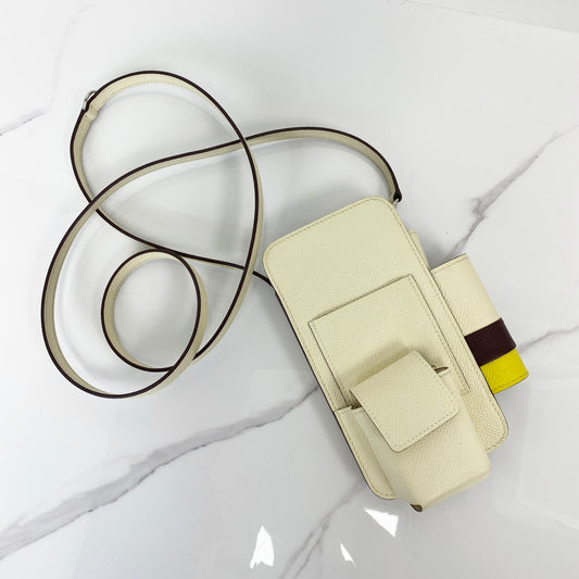 Hermès Hermesway Phone Case in Epsom calfskin, Jane Milton/Craie/Etoupe