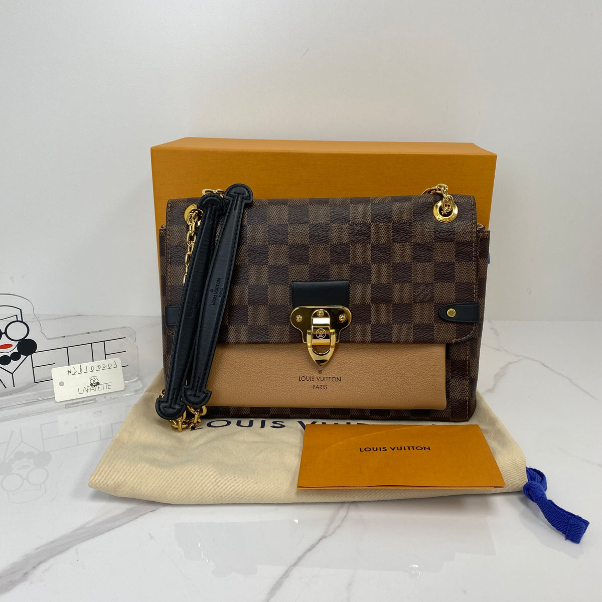 Louis Vuitton Vavin PM Damier Ebene, Brown Damier Ebene Coated Canvas, Gold Tone — detail view 5