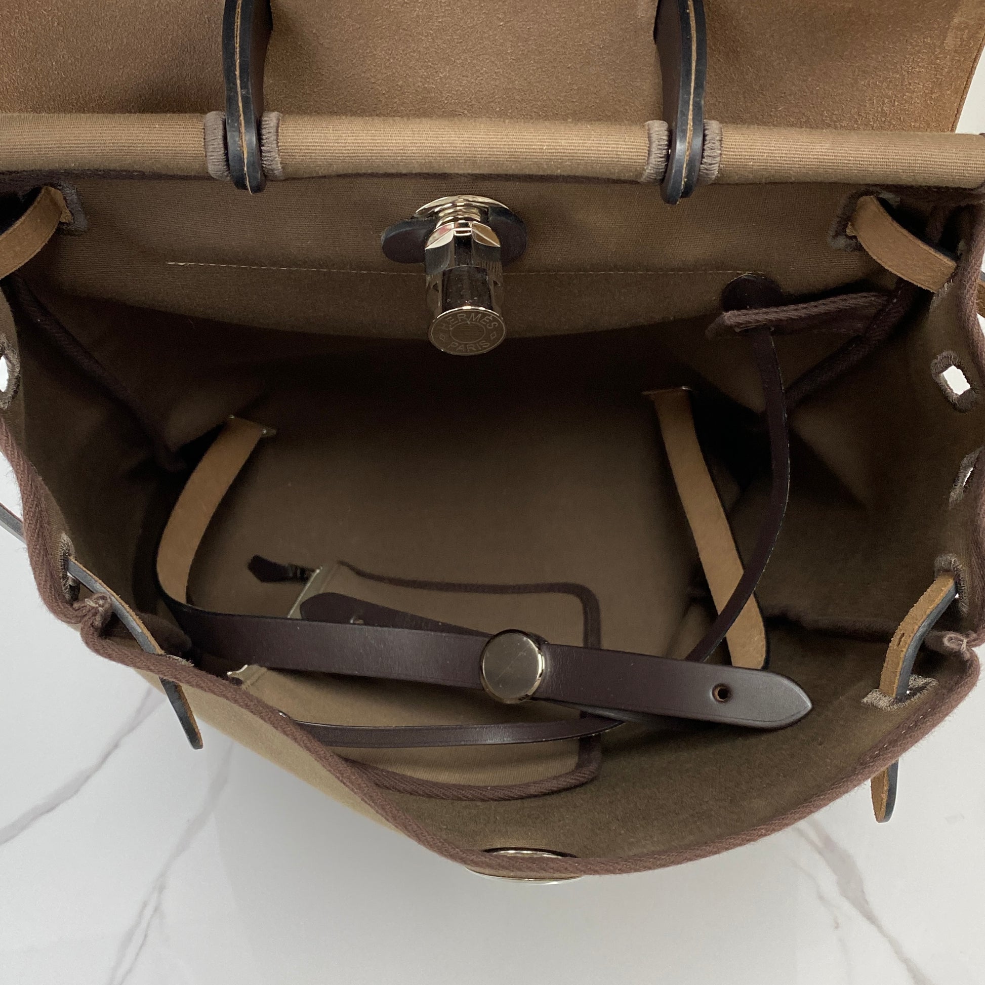 Hermès Herbag A Dos Backpack — straps and back panel