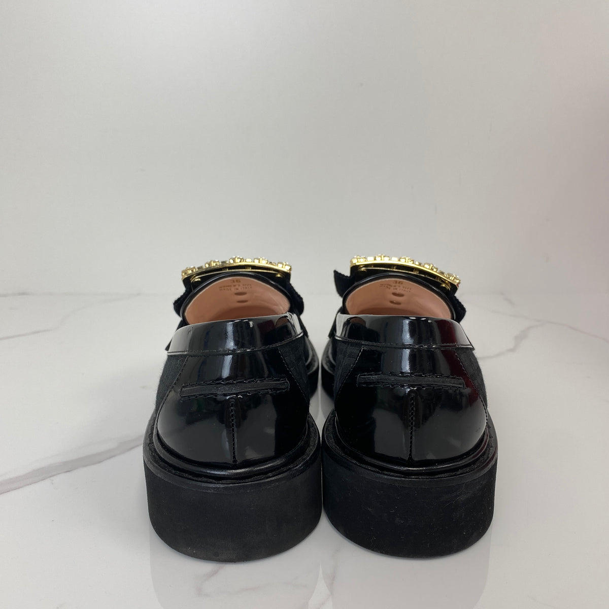 Roger Vivier Rangers Loafers, black canvas, gold-tone buckle — detail view 4