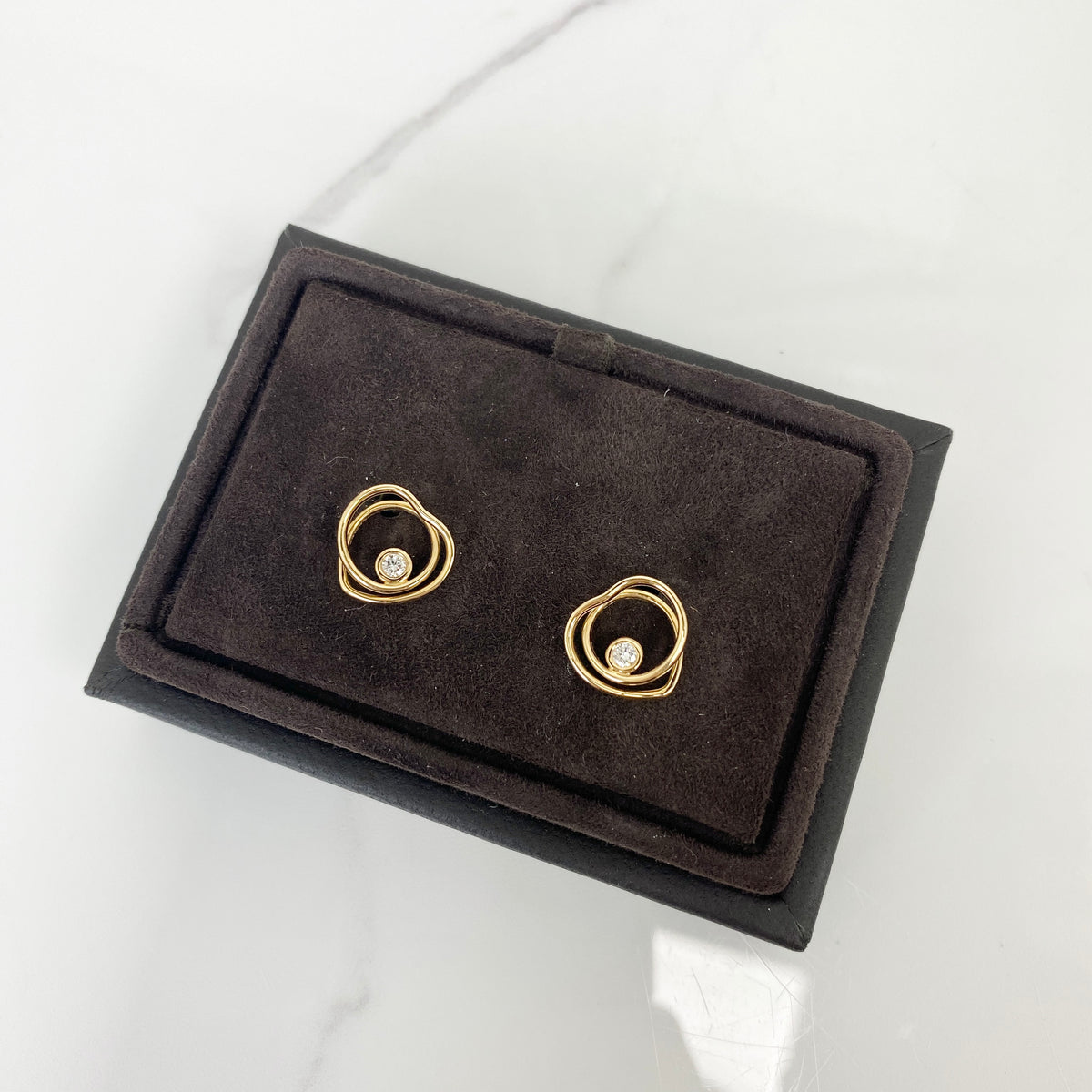 Hermès Vertige Cœur Earrings, Very Small Model, in rose gold with diamonds