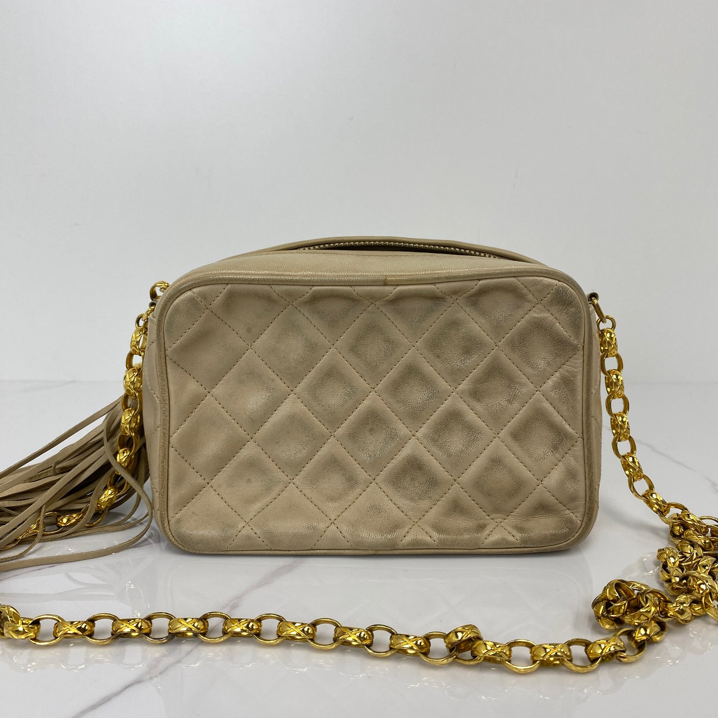 Base of the Chanel vintage shoulder bag