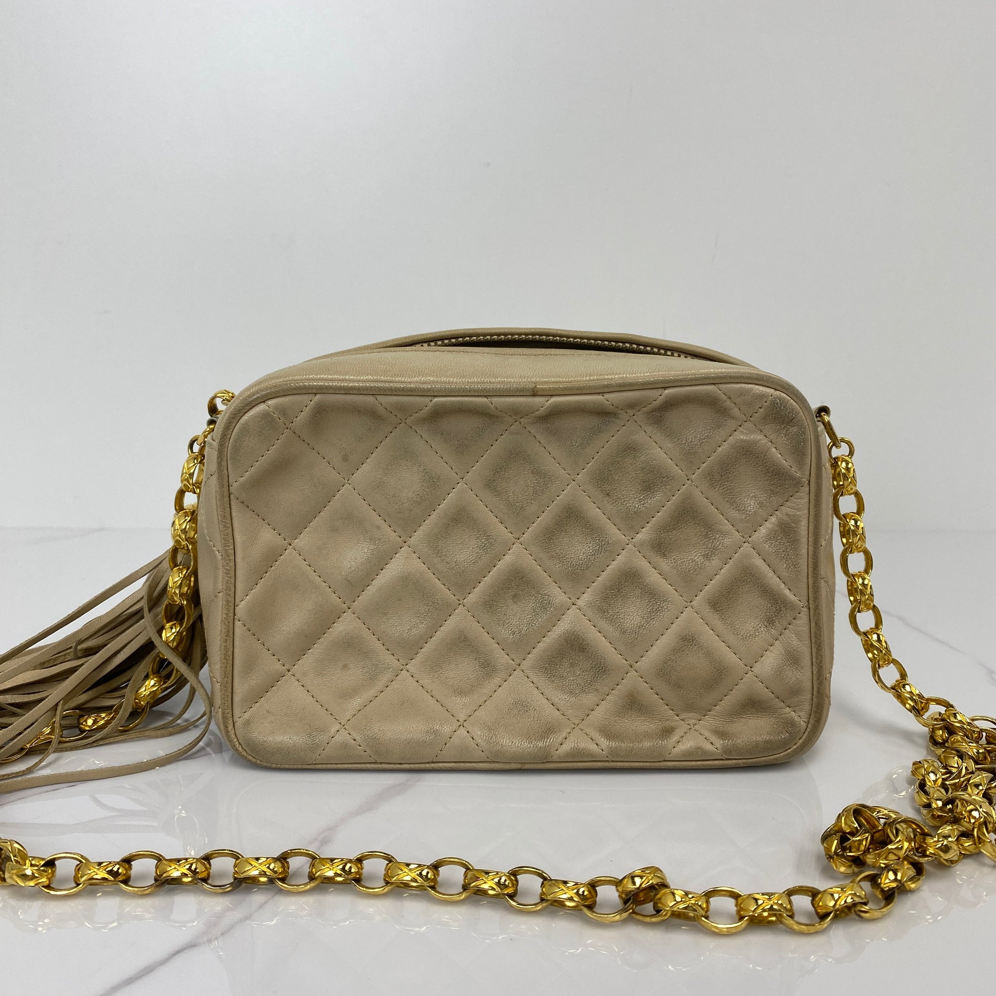 Base of the Chanel vintage shoulder bag