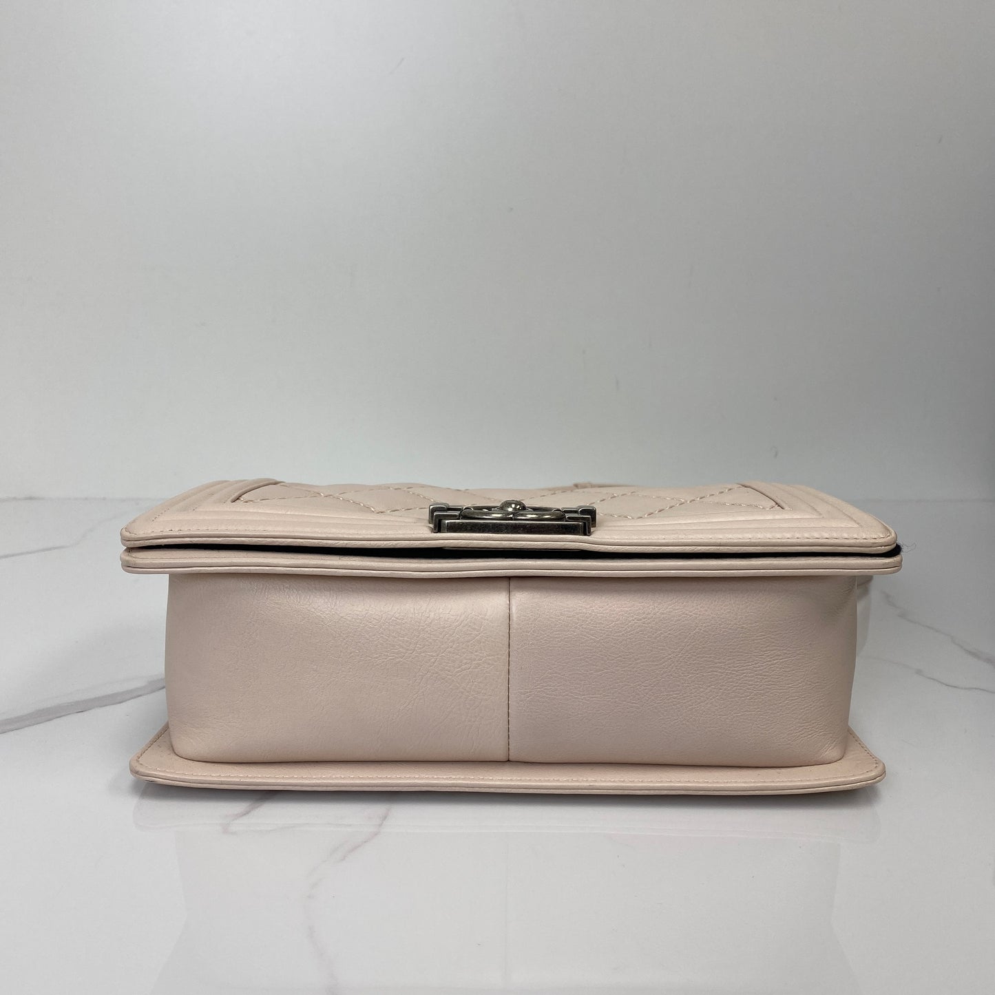 Interior of the pink Chanel Boy Bag
