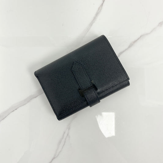Hermès Béarn Monochrome Wallet in Noir Epsom calfskin with So Black hardware