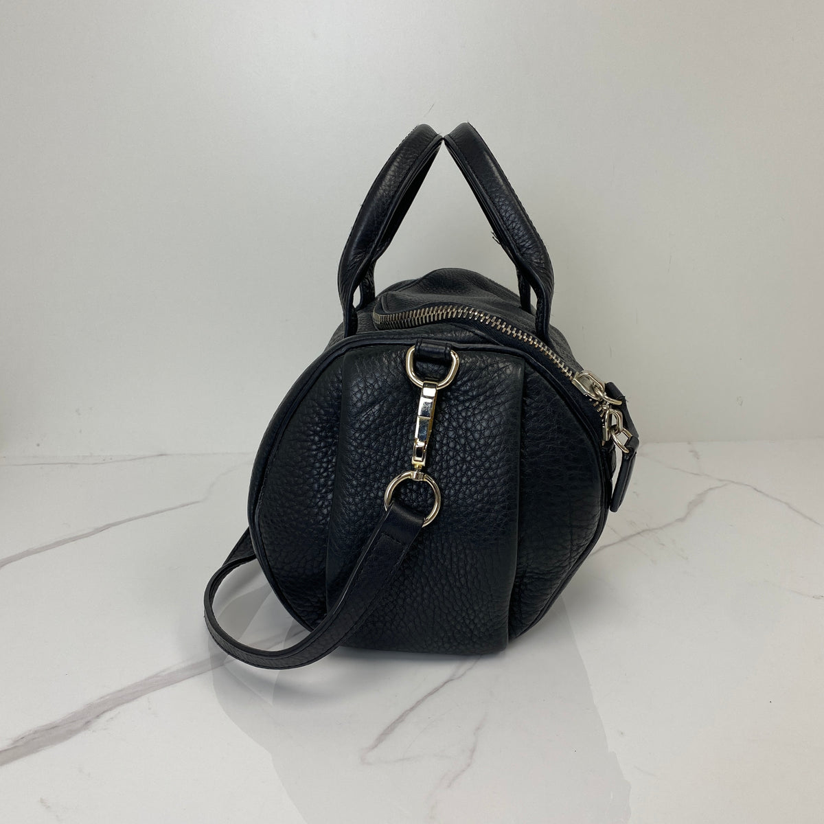 Alexander Wang Coco Duffle Bag Black, Black Calfskin, Silver Tone — detail view 3