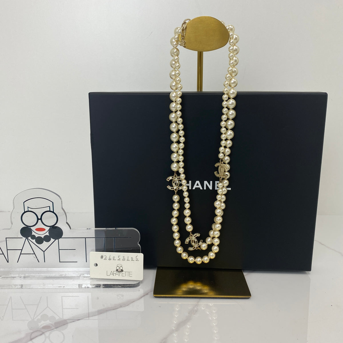 Chanel Classic CC Crystal Double Strand Necklace with Pearl - photo 5