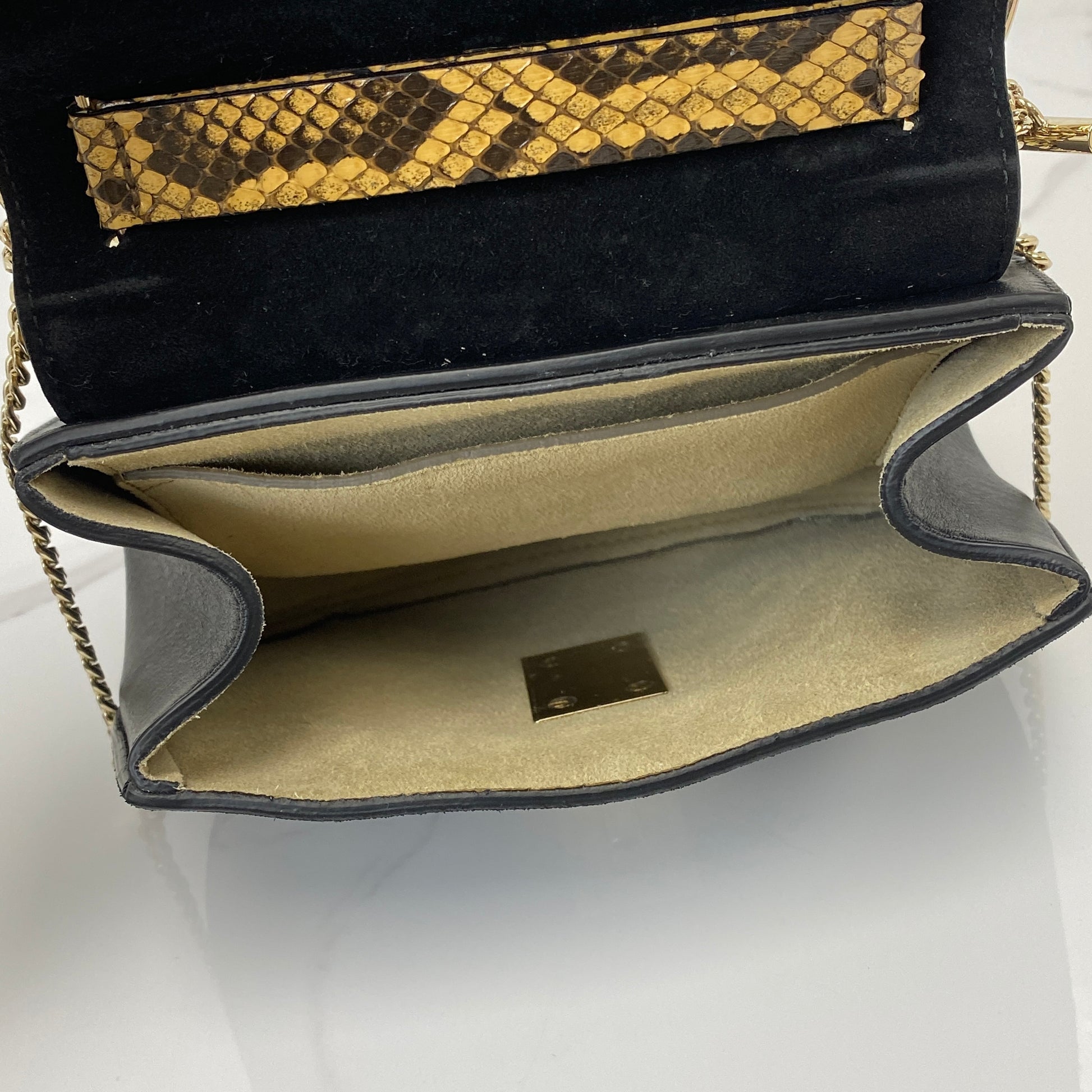 Chloé Mini Drew Bag, black suede, gold-tone hardware — detail view 5