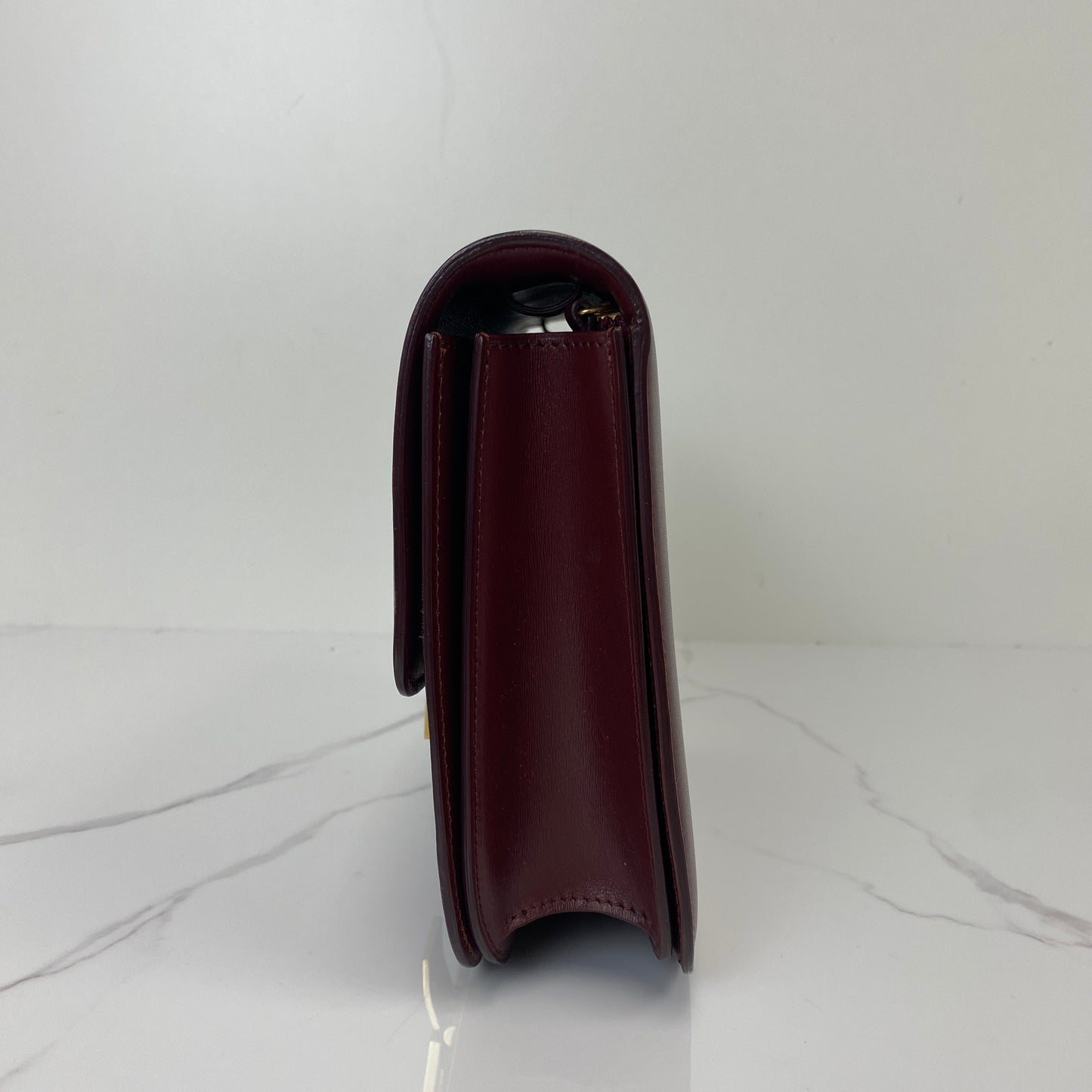 Front view of the burgundy Celine Classic Box