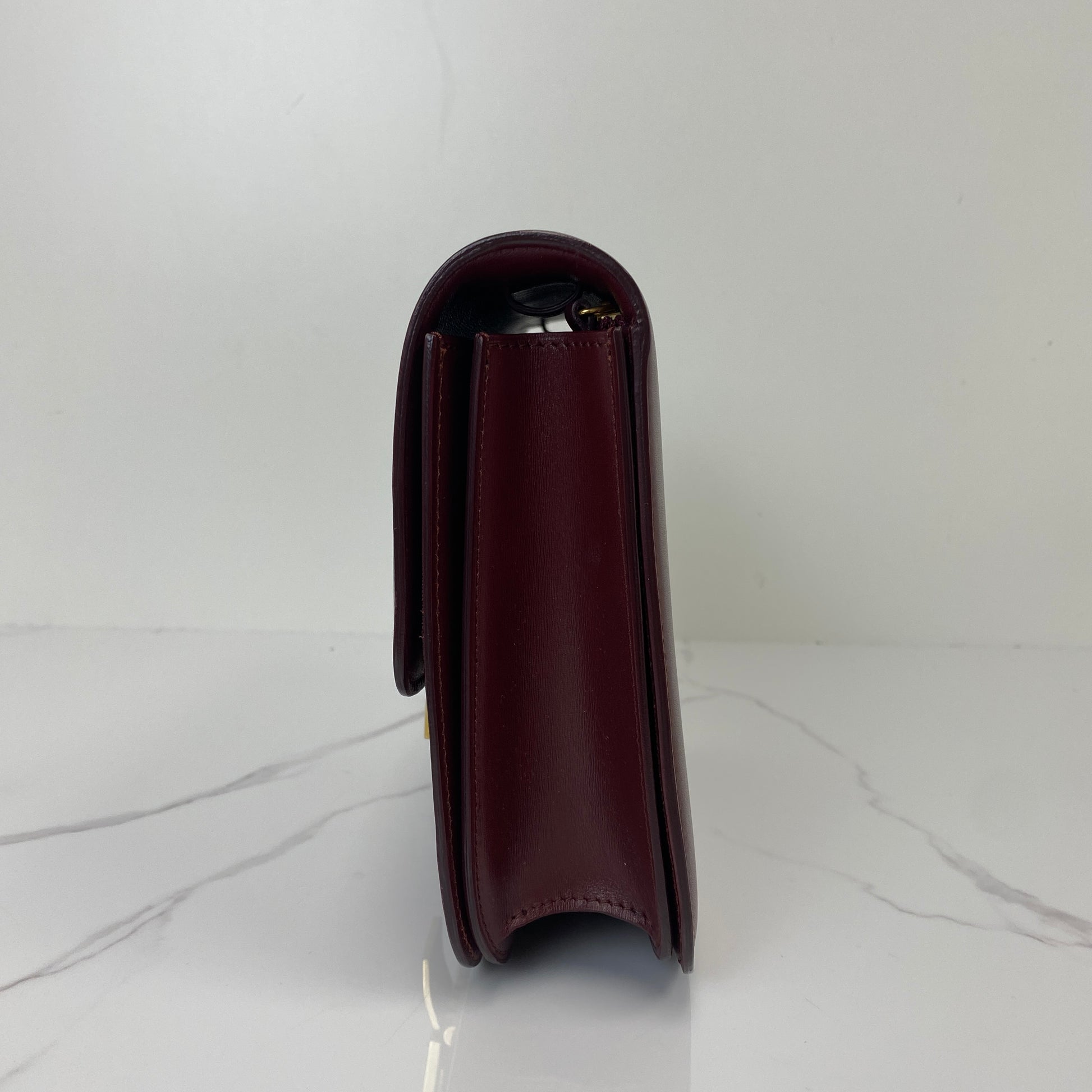 Front view of the burgundy Celine Classic Box