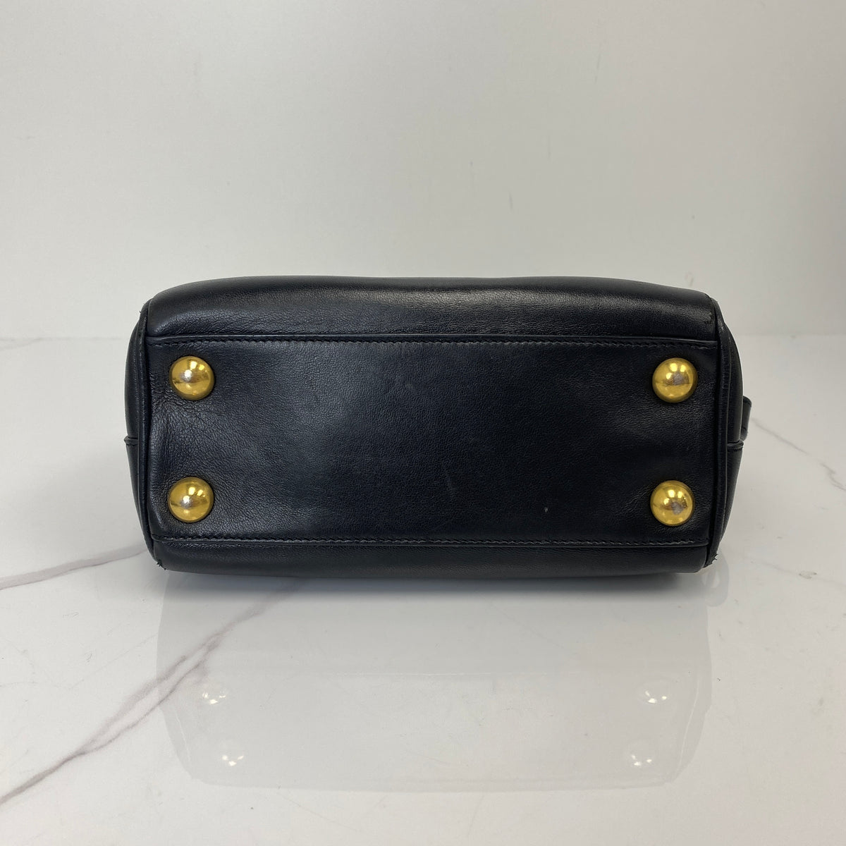 Saint Laurent Mini Duffle Bag Black, Black Calfskin, Gold Tone — detail view 4