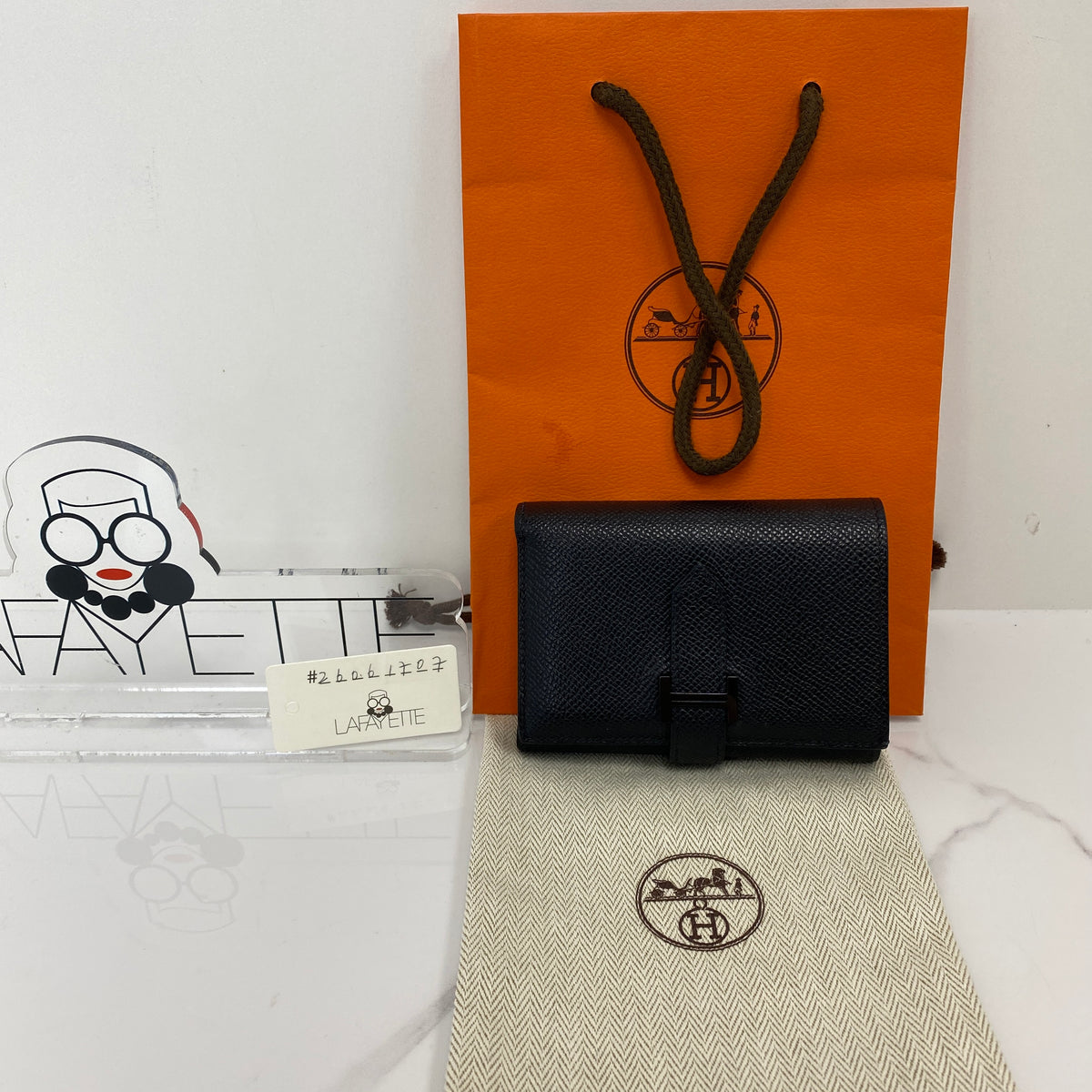 Hermès Béarn Monochrome Wallet Noir with dustbag