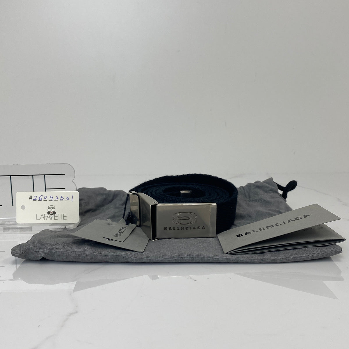 Balenciaga Unity Skater Belt Black, Black Webbing, Silver Tone — detail view 1
