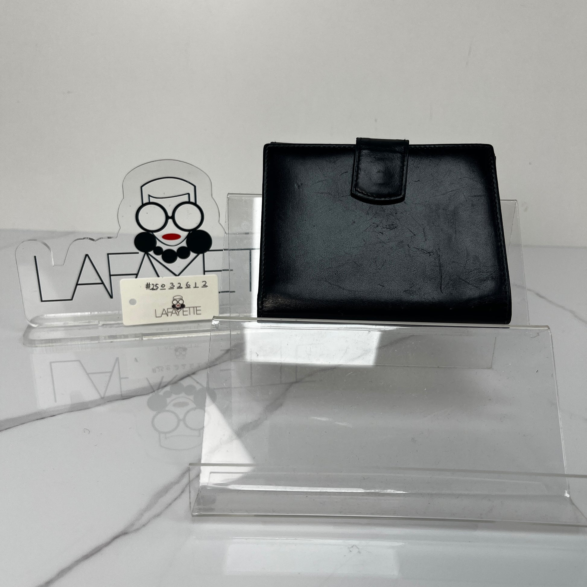 Salvatore Ferragamo Vara Bow Wallet, black calfskin, antique gold-tone Vara bow — detail view 2