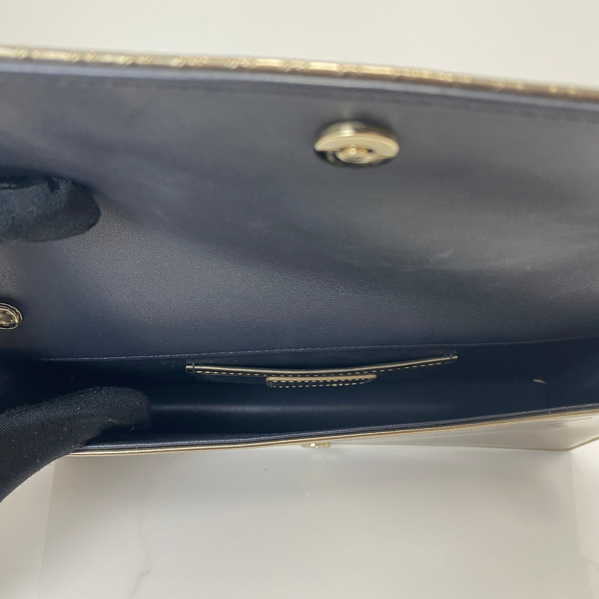 Christian Dior Micro Cannage Clutch, metallic gold patent leather, Micro Cannage — detail view 5