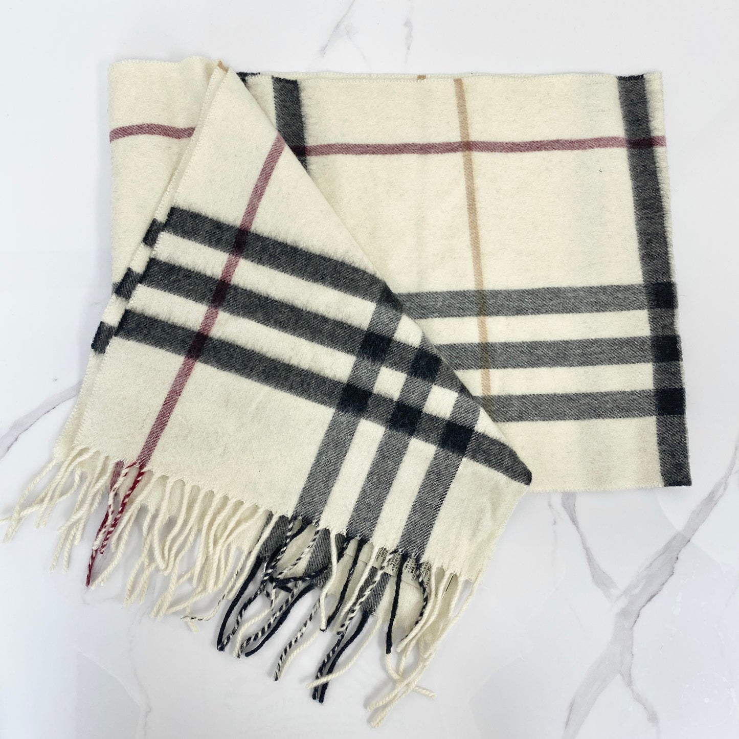 Burberry Check Cashmere Scarf, stone check cashmere — front view