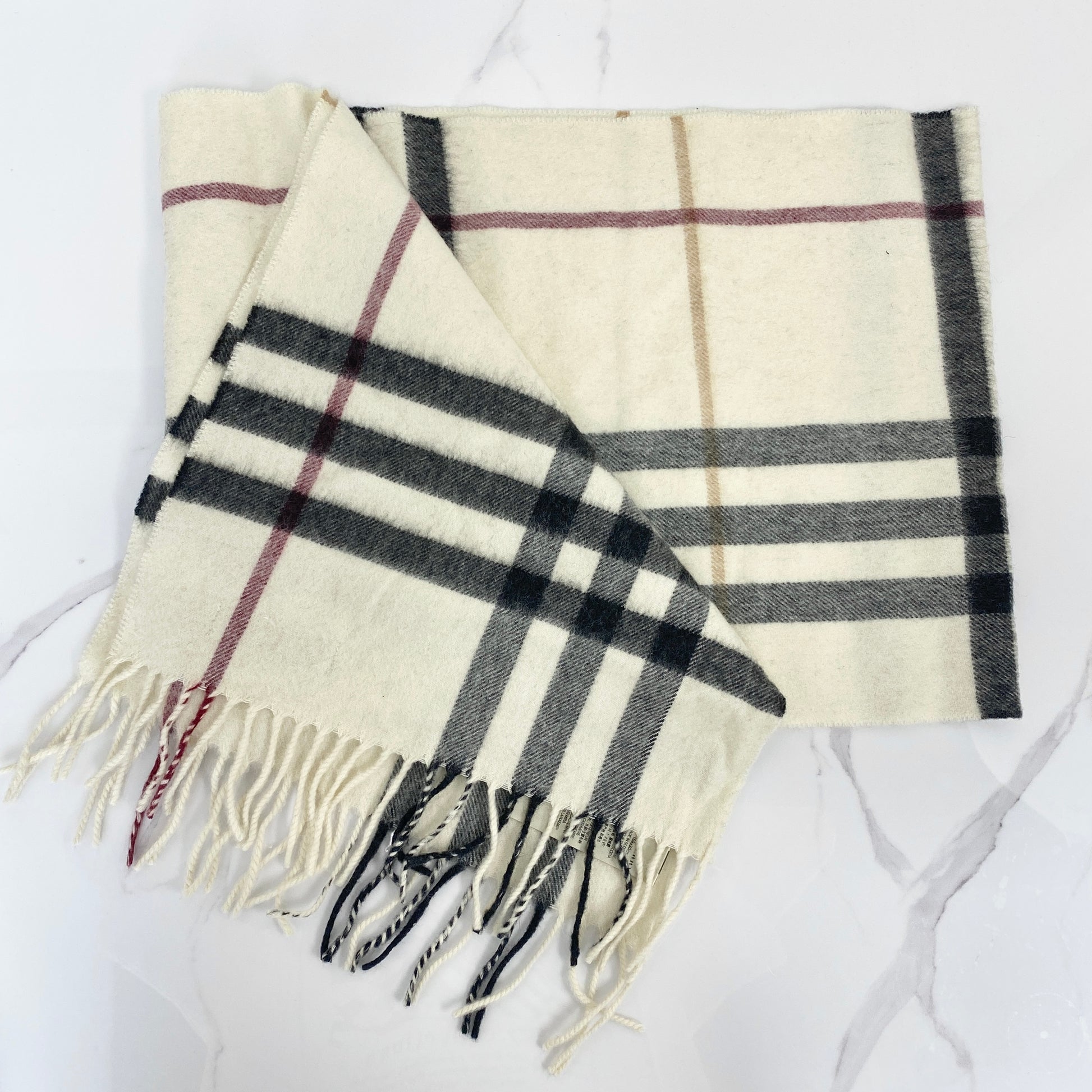 Burberry Check Cashmere Scarf, stone check cashmere — front view