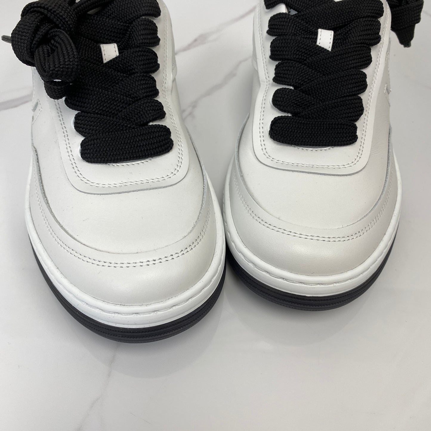 Top view of the Chanel calfskin sneakers