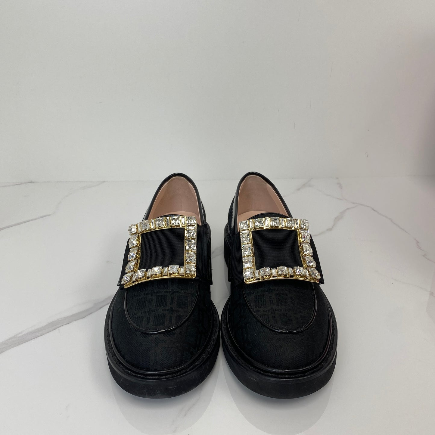 Roger Vivier Rangers Loafers, black canvas, gold-tone buckle — detail view 2
