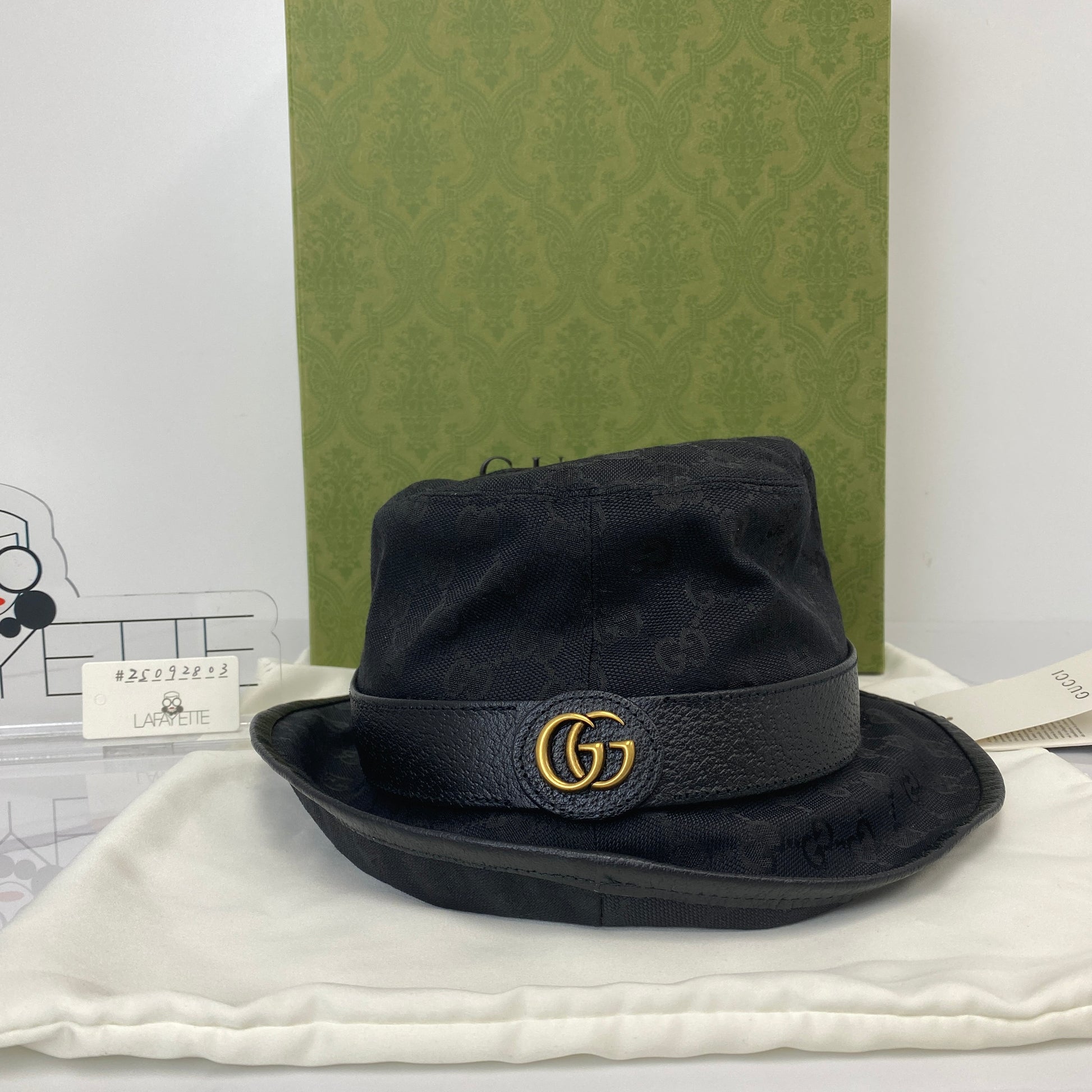 Gucci GG Canvas Bucket Hat, black GG monogram canvas — detail view 1
