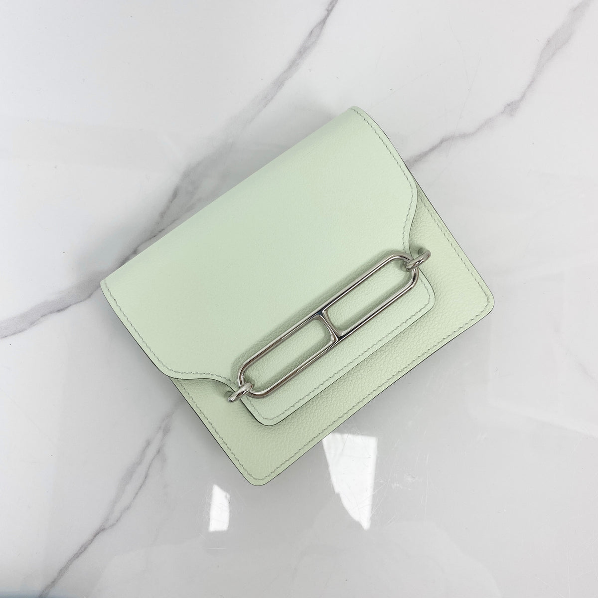 Hermès Roulis Slim Wallet in Vert Fizz Evercolor with palladium hardware