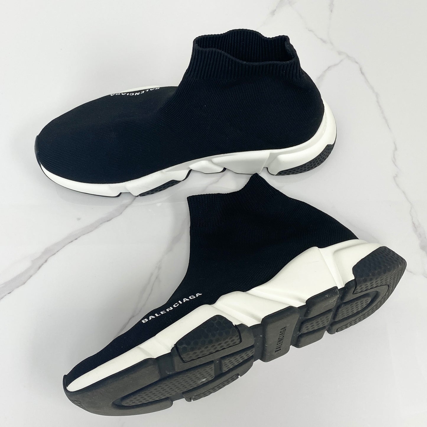 Balenciaga Knit Sneakers, black knit — front view