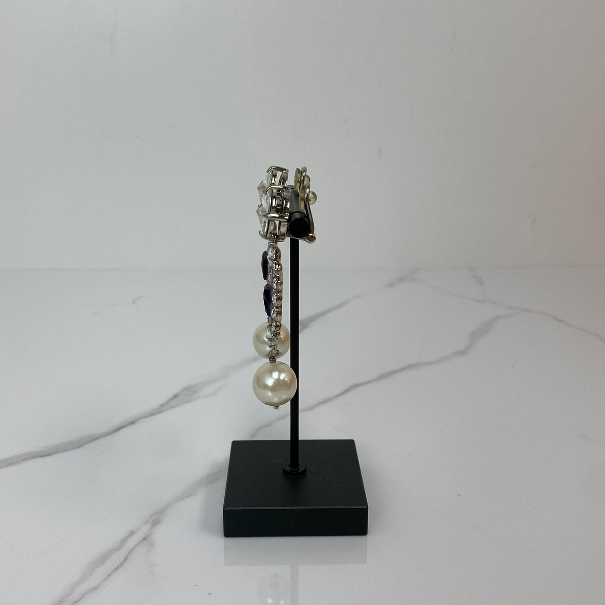 MIU MIU Swallow Bird Crystal Pearl Drop Earrings - photo 4