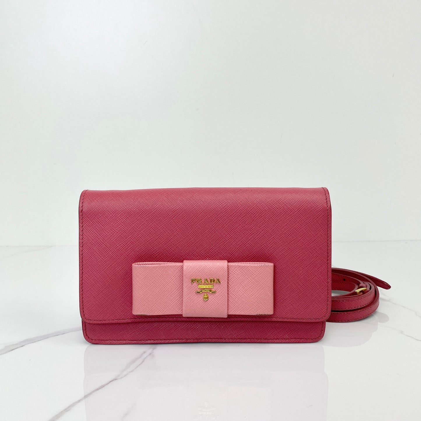 Prada Saffiano Lux Bow Wallet on Strap - photo 1