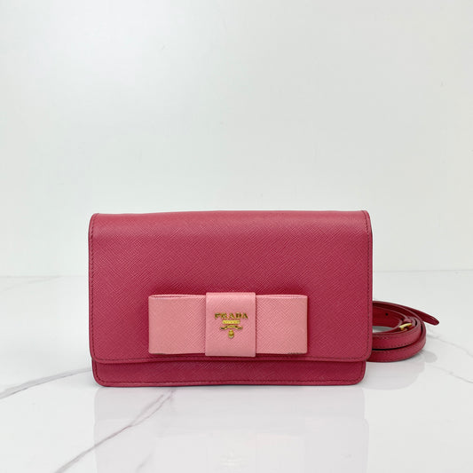 Prada Saffiano Lux Bow Wallet on Strap - photo 1