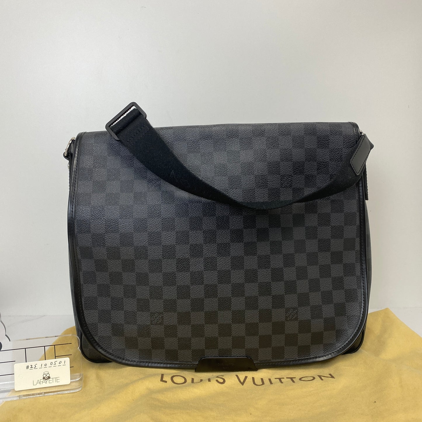 Interior of the Damier Graphite messenger bag