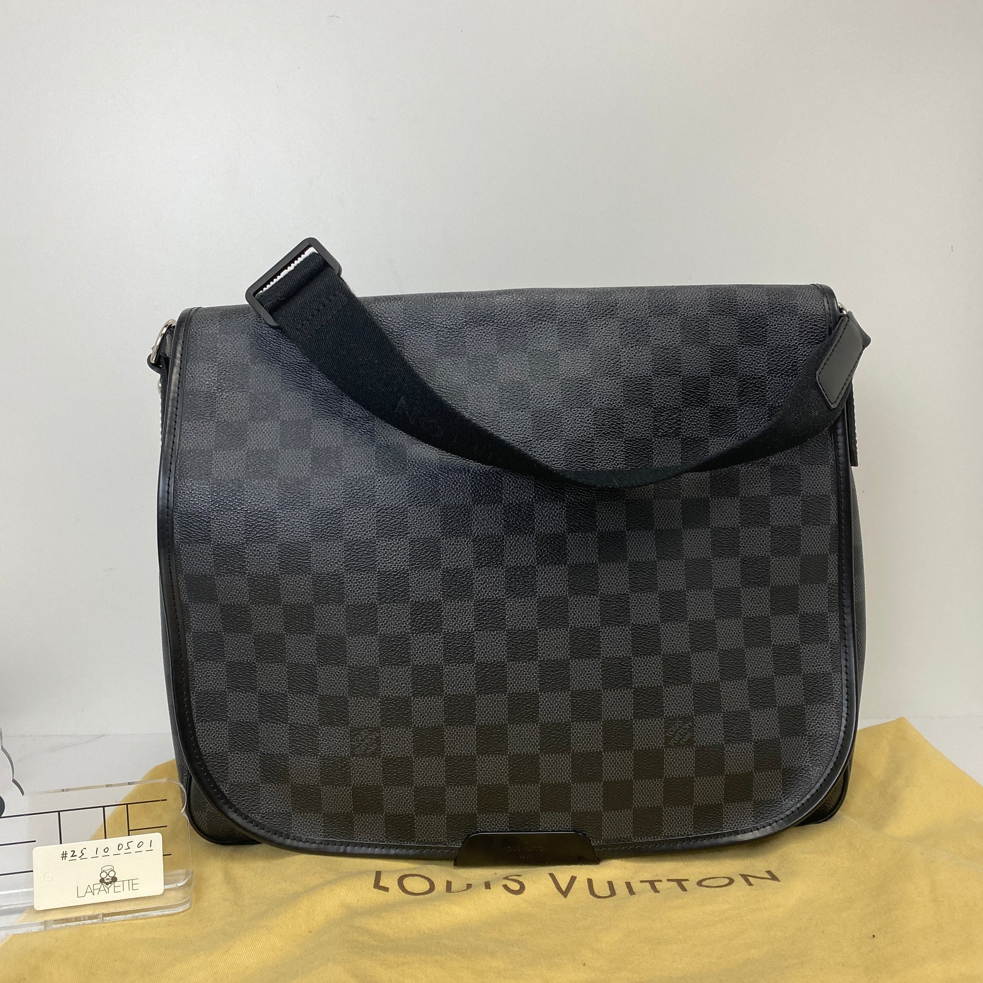 Interior of the Damier Graphite messenger bag