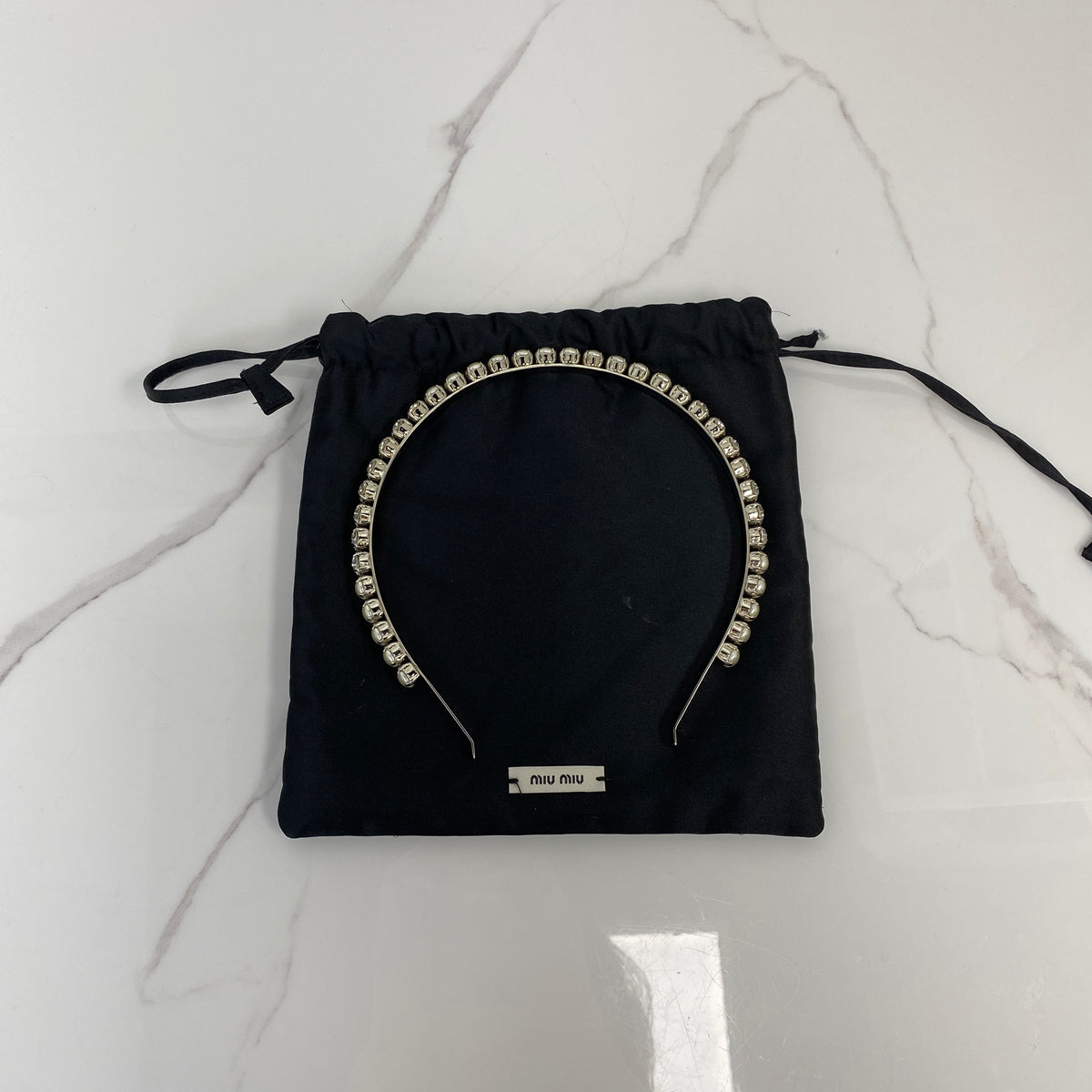 MIU MIU Headband With Crystals And Pearls - photo 6