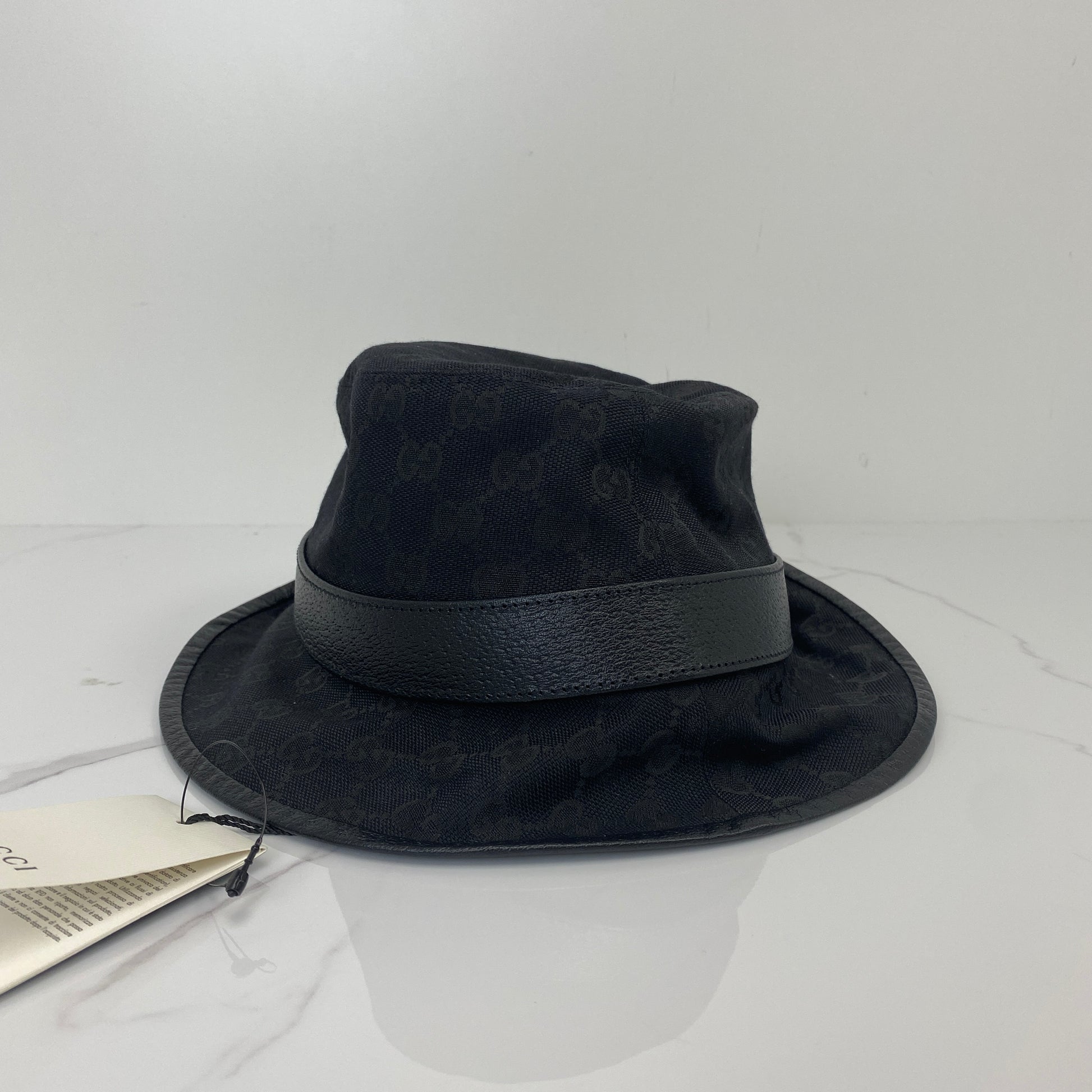 Gucci GG Canvas Bucket Hat, black GG monogram canvas — detail view 2