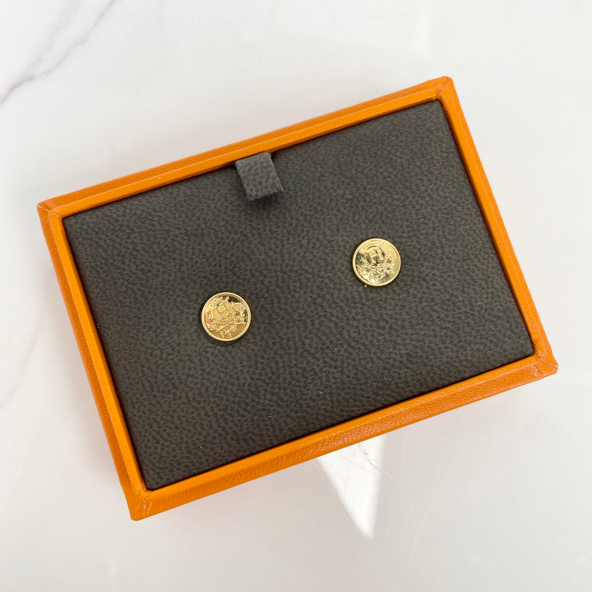 Hermès Ex-Libris Earrings, Very Small Model, in rose gold