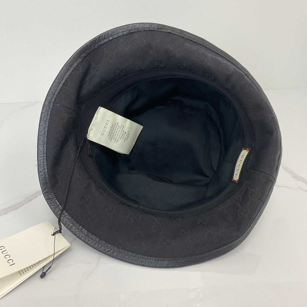 Gucci GG Canvas Bucket Hat, black GG monogram canvas — detail view 3