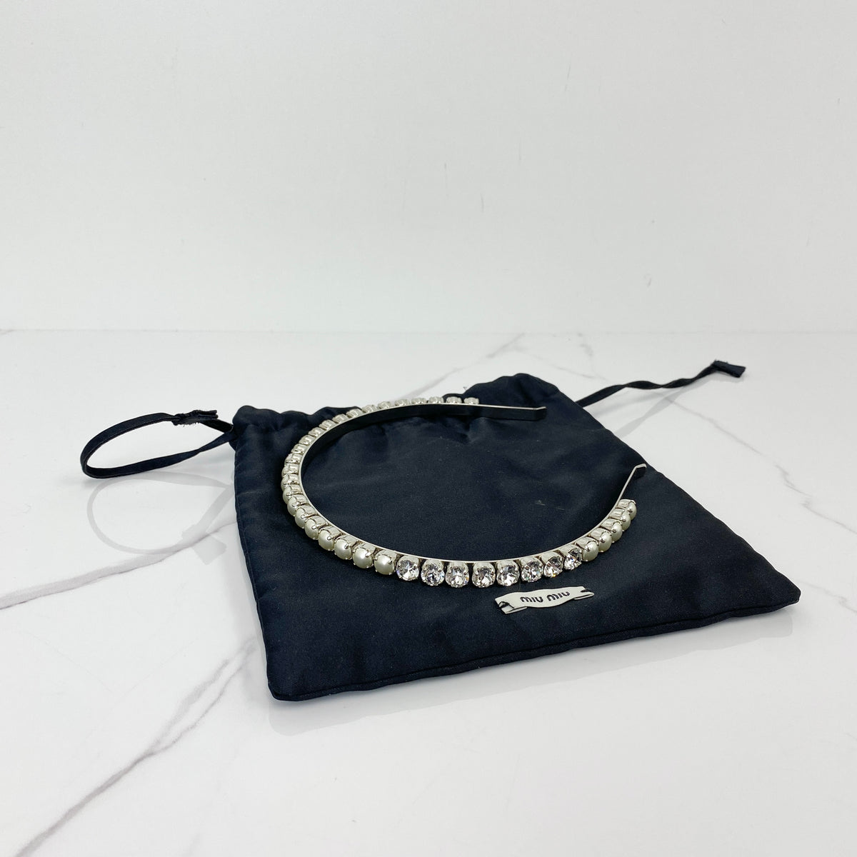 MIU MIU Headband With Crystals And Pearls - photo 1