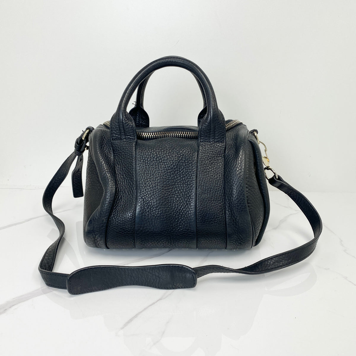 Alexander Wang Coco Duffle Bag Black, Black Calfskin, Silver Tone — front view