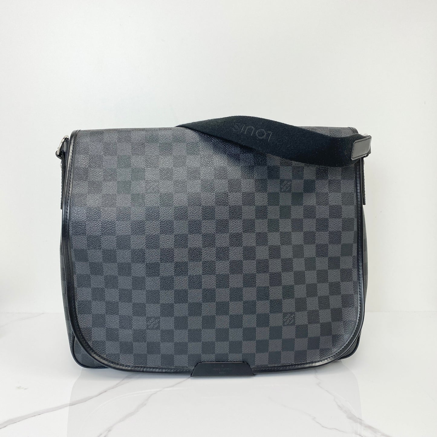 Louis Vuitton Damier Graphite Messenger Bag in black coated canvas