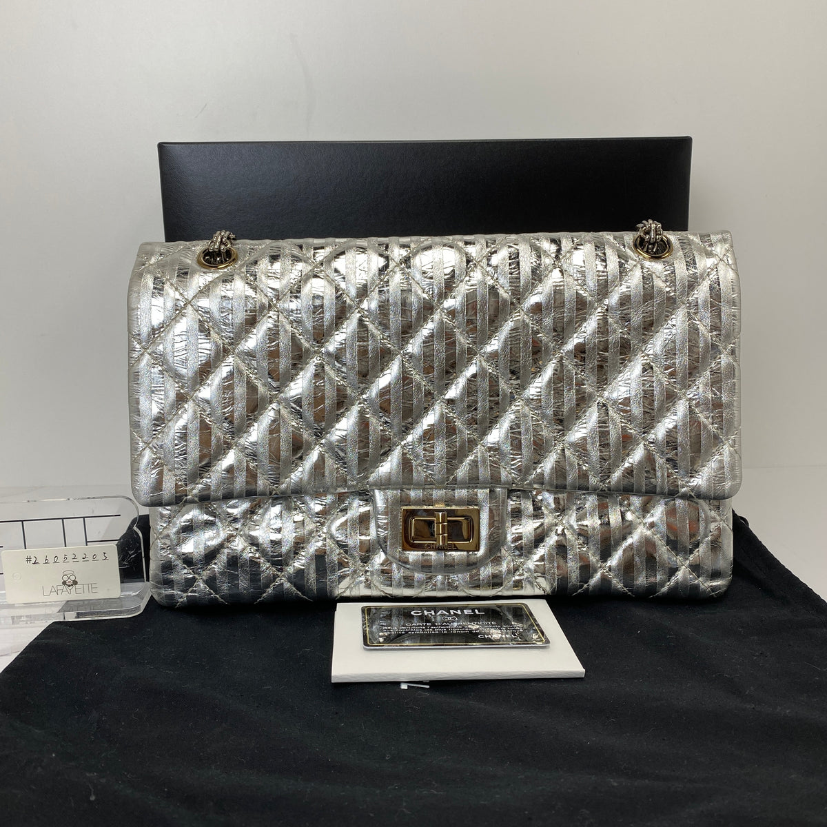 Chanel 2.55 Reissue 226 Metallic Calfskin Striped Flap Bag - photo 2