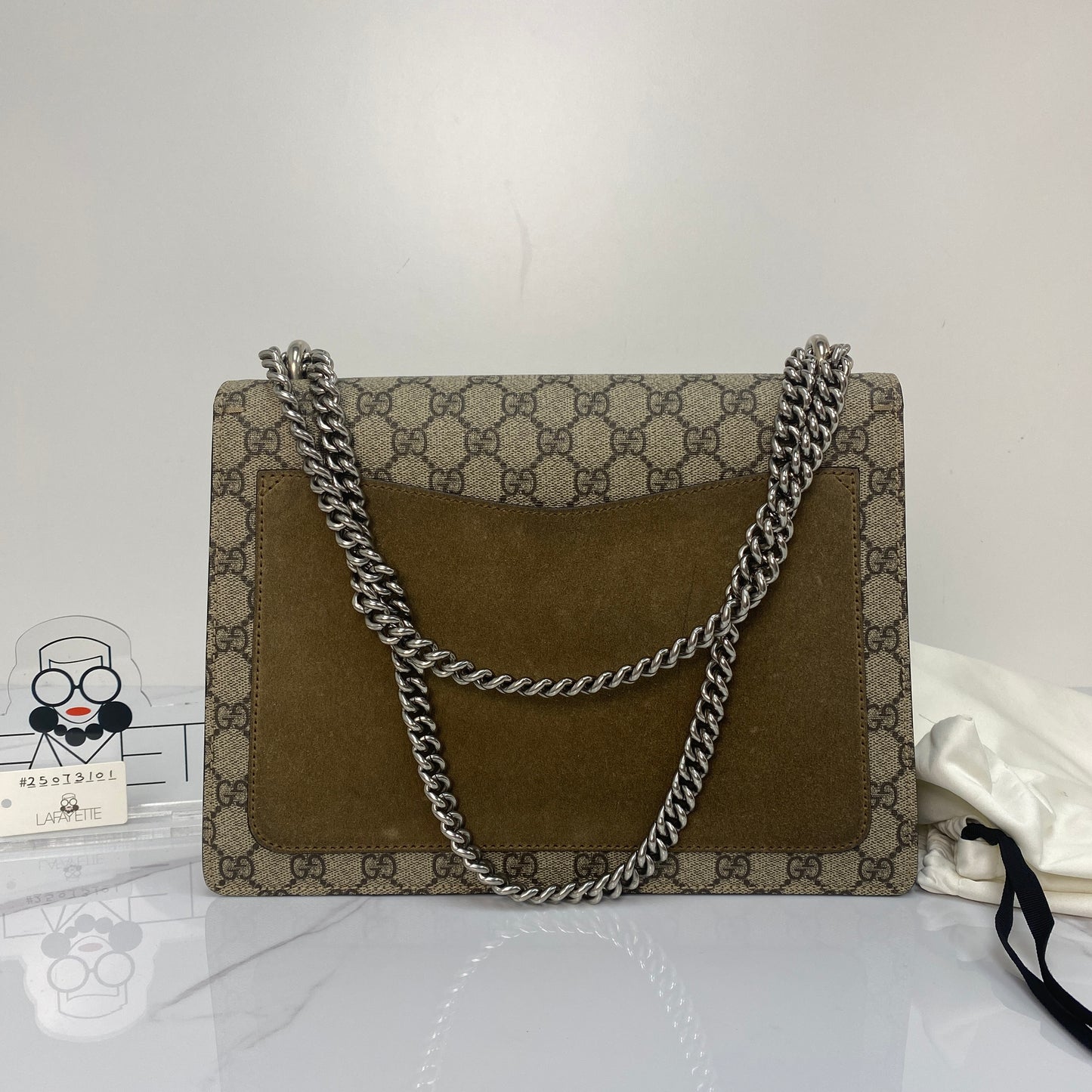 Gucci Dionysus Shoulder Bag, GG monogram, antique silver-tone hardware — detail view 3