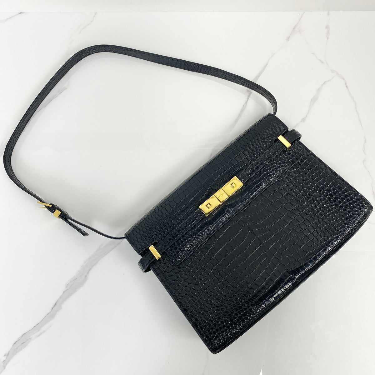 Saint Laurent Crocodile Embossed Medium Manhattan Bag - photo 1