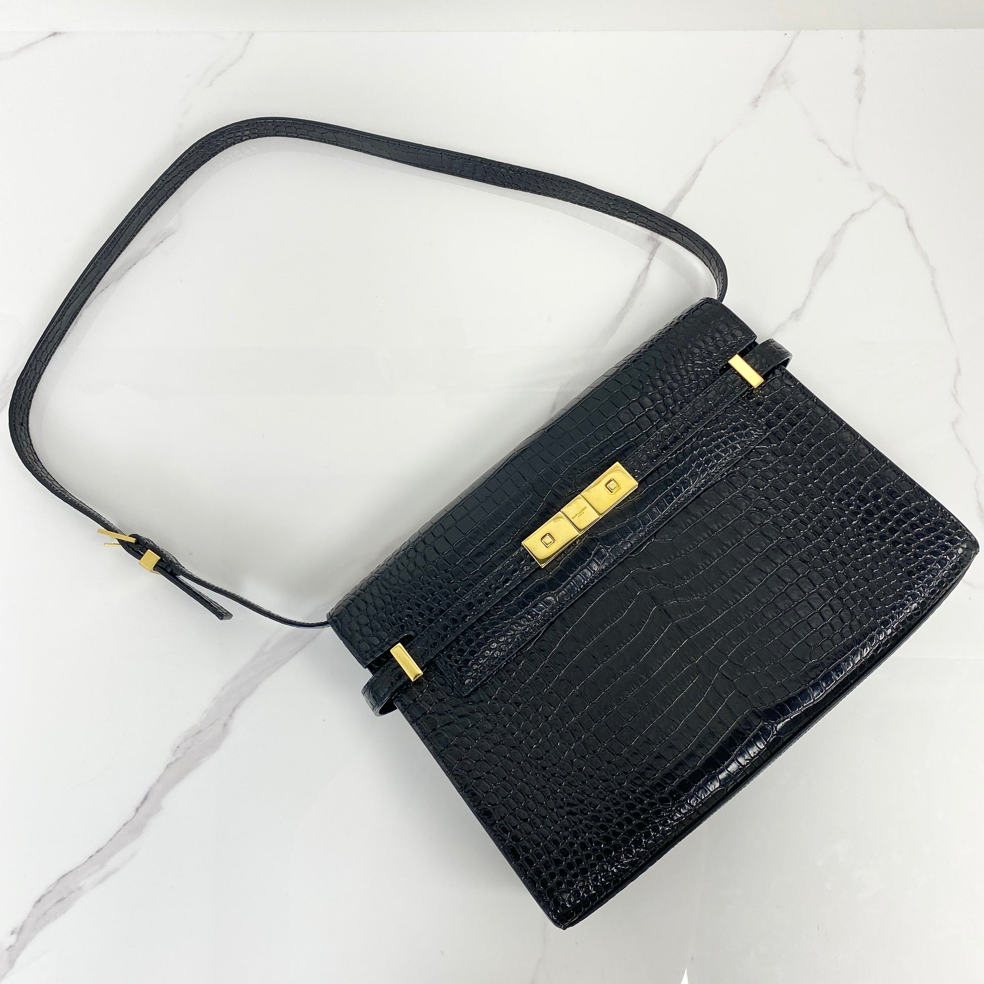 Saint Laurent Crocodile Embossed Medium Manhattan Bag - photo 1