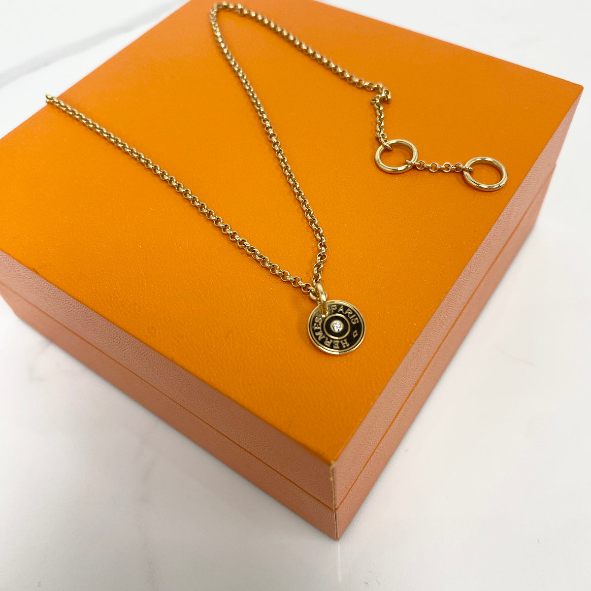 Hermès Ex-Libris Pendant in rose gold with 0.01ct diamond