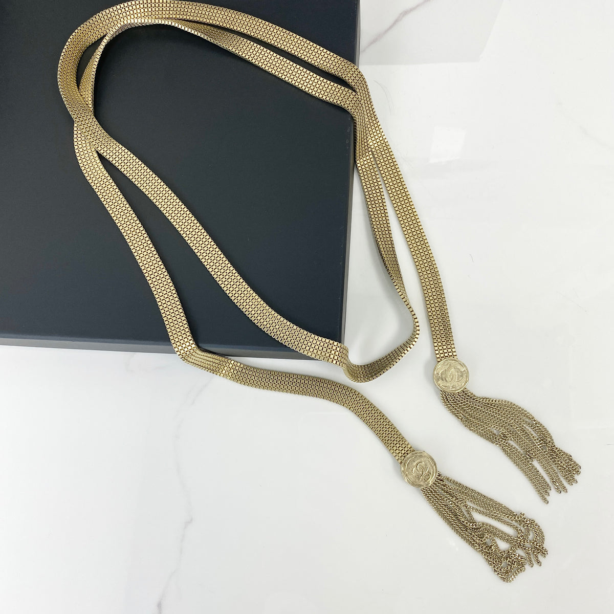 Chanel Metal CC Coin Fringe Chain Necklace - photo 1